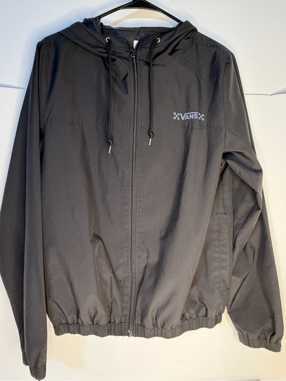 Vans Black Hooded Zip-Up Windbreaker with Logo